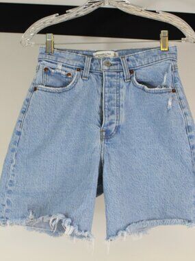 Abercrombie 7” Dad Shorts 25 High Rise Distressed Denim Button Fly